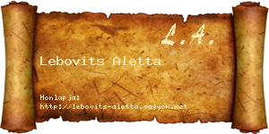Lebovits Aletta névjegykártya